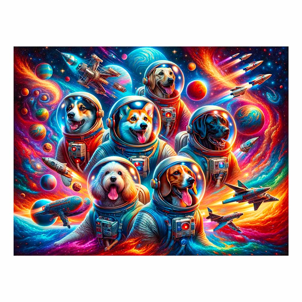 A3 Astronaut Dogs - Jigsaw Puzzle
