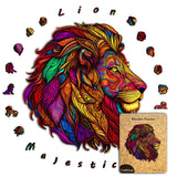 Animal Jigsaw Puzzle > Wooden Jigsaw Puzzle > Jigsaw Puzzle A2 + Wooden Box Majestic Lion - Jigsaw Puzzle