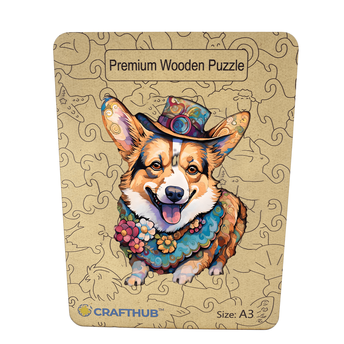 Animal Jigsaw Puzzle > Wooden Jigsaw Puzzle > Jigsaw Puzzle A3+Wooden Box Corgi Dog - Jigsaw Puzzle
